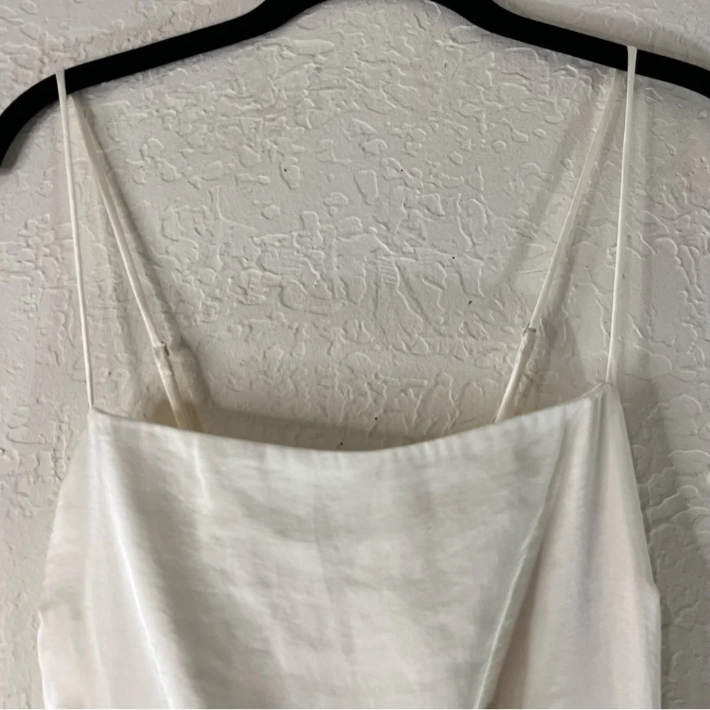 The A&F Julia Slip Cowl Back Bow Maxi Dress in Pearl White